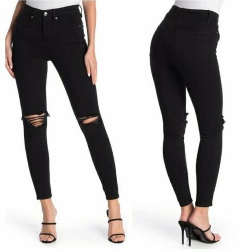 Good American Good Legs Black Skinny Distressed Jeans Size 25